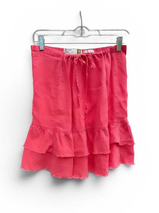 Old Navy Dresses & Skirts - Vintage Old Navy Low Waist 100% Linen Tiered Ruffle Skirt Pink